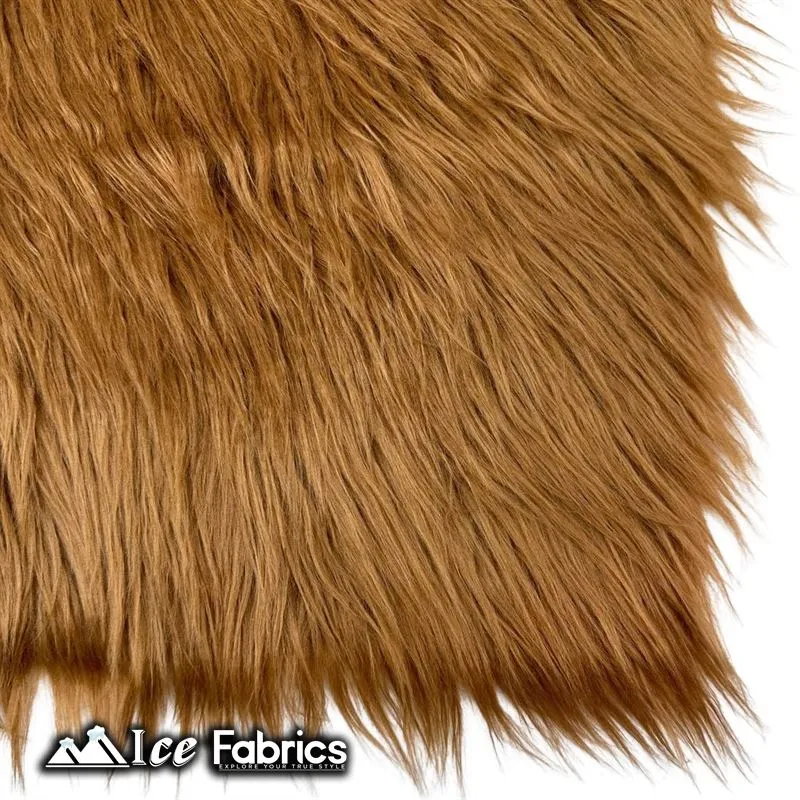 Light Brown IceFabrics Square Shaggy Long Pile Faux Fur Fabric