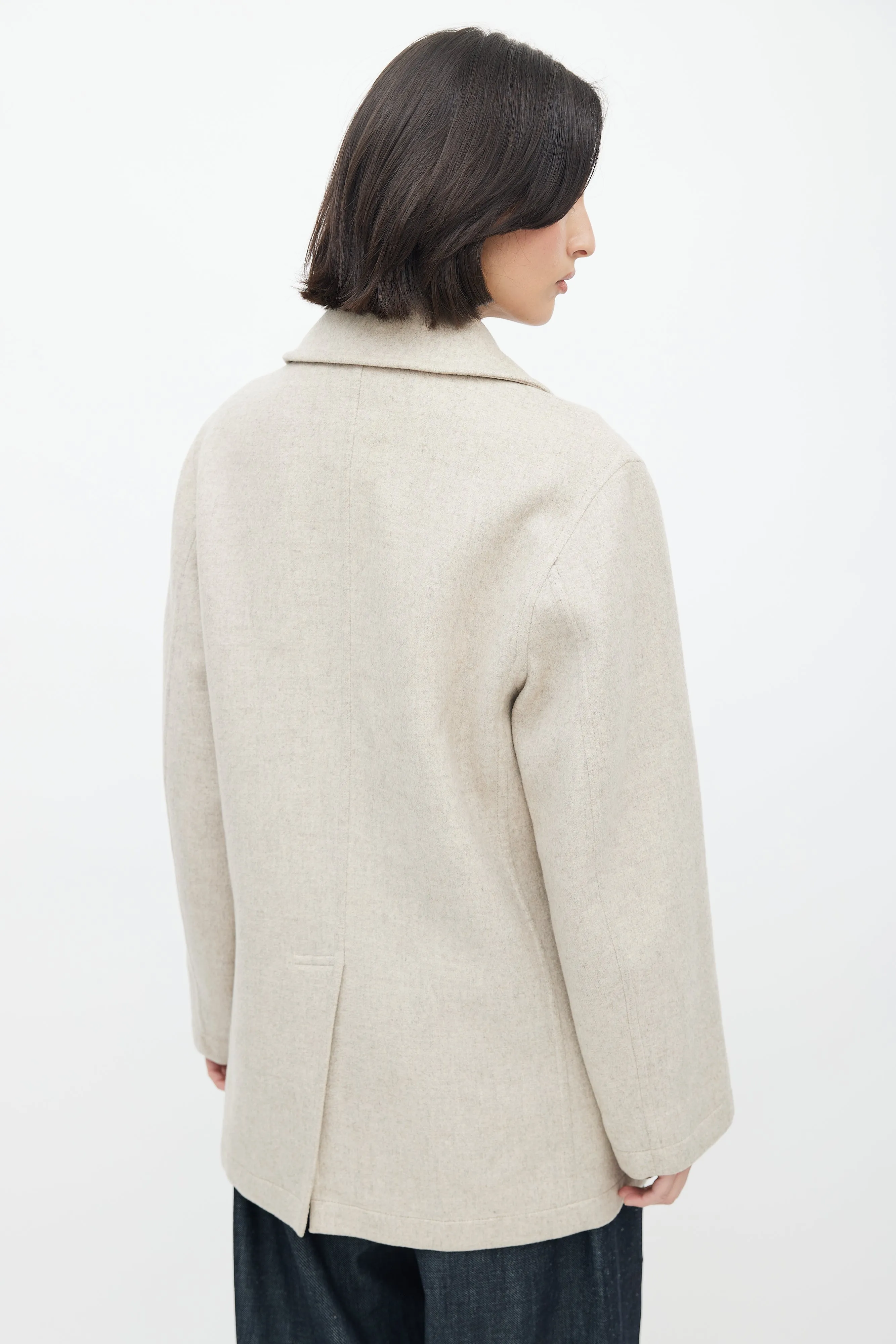 Light Grey Cashmere Double Breasted Coat