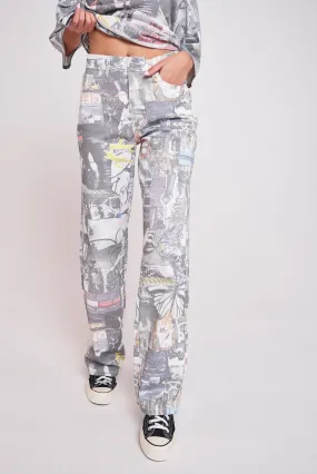 Mash Up Print Slouchy Jeans