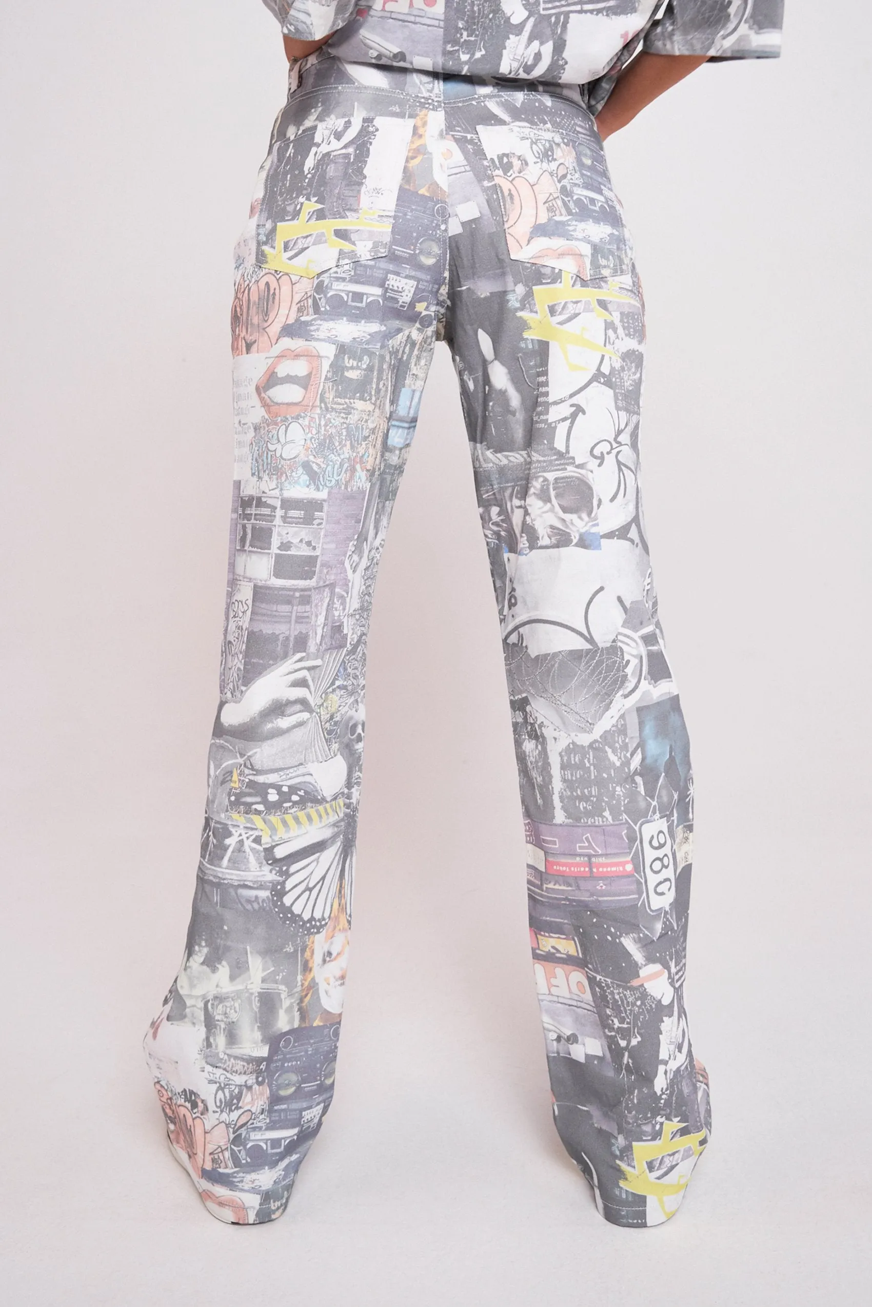 Mash Up Print Slouchy Jeans