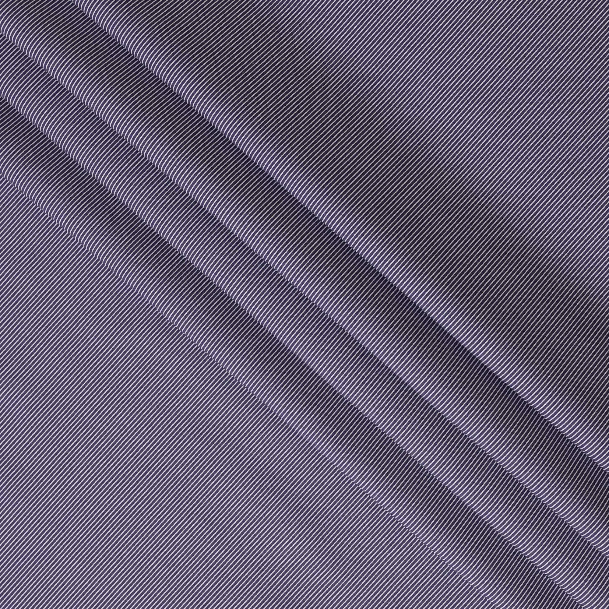 Navy Blue and White Micro Striped 100% Cotton Shirting Fabric, 150 cm Width, Made in Italy-D20480