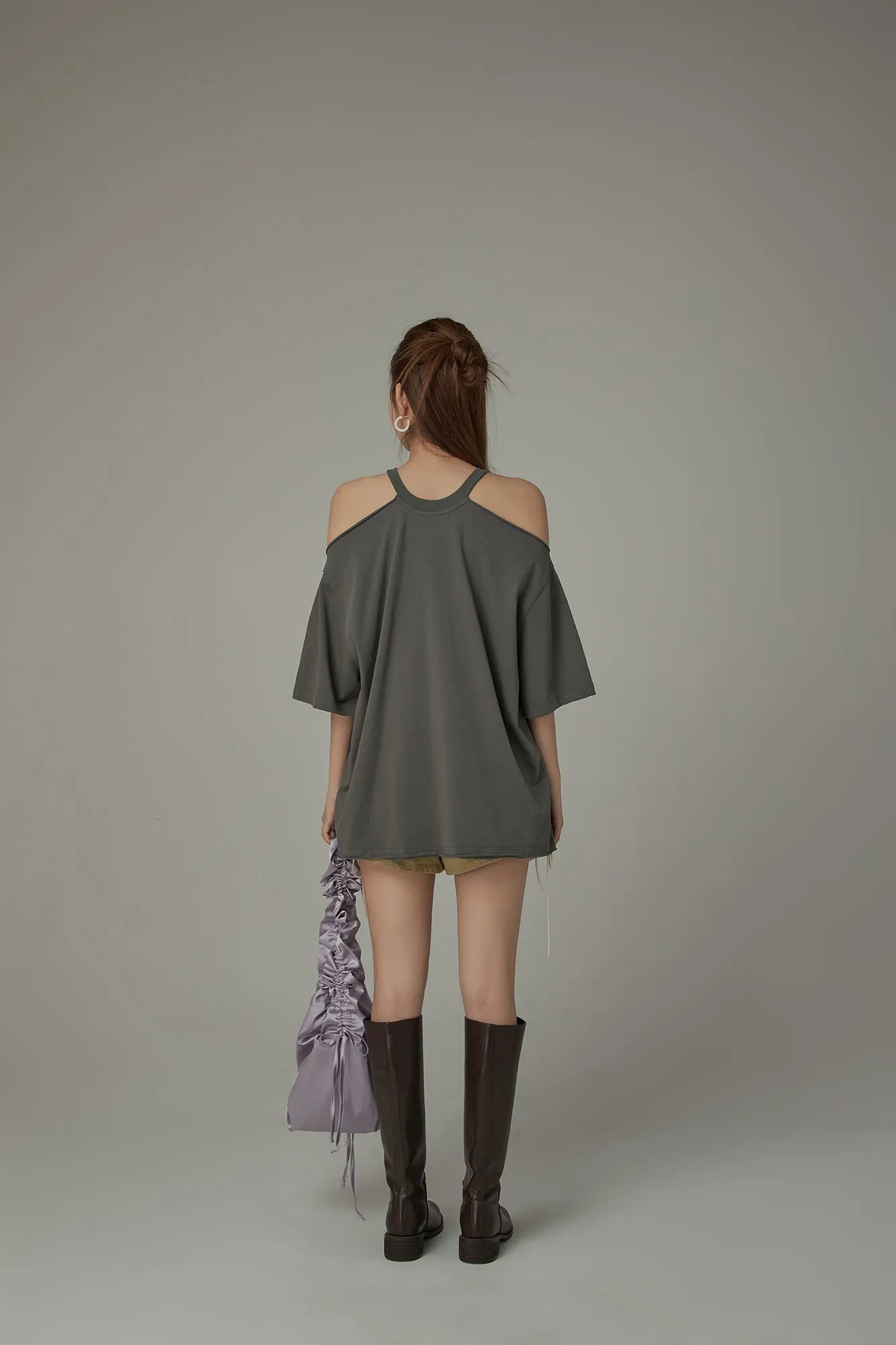 Off-The-Shoulder Jelly Fish Loose-Fitting T-Shirt