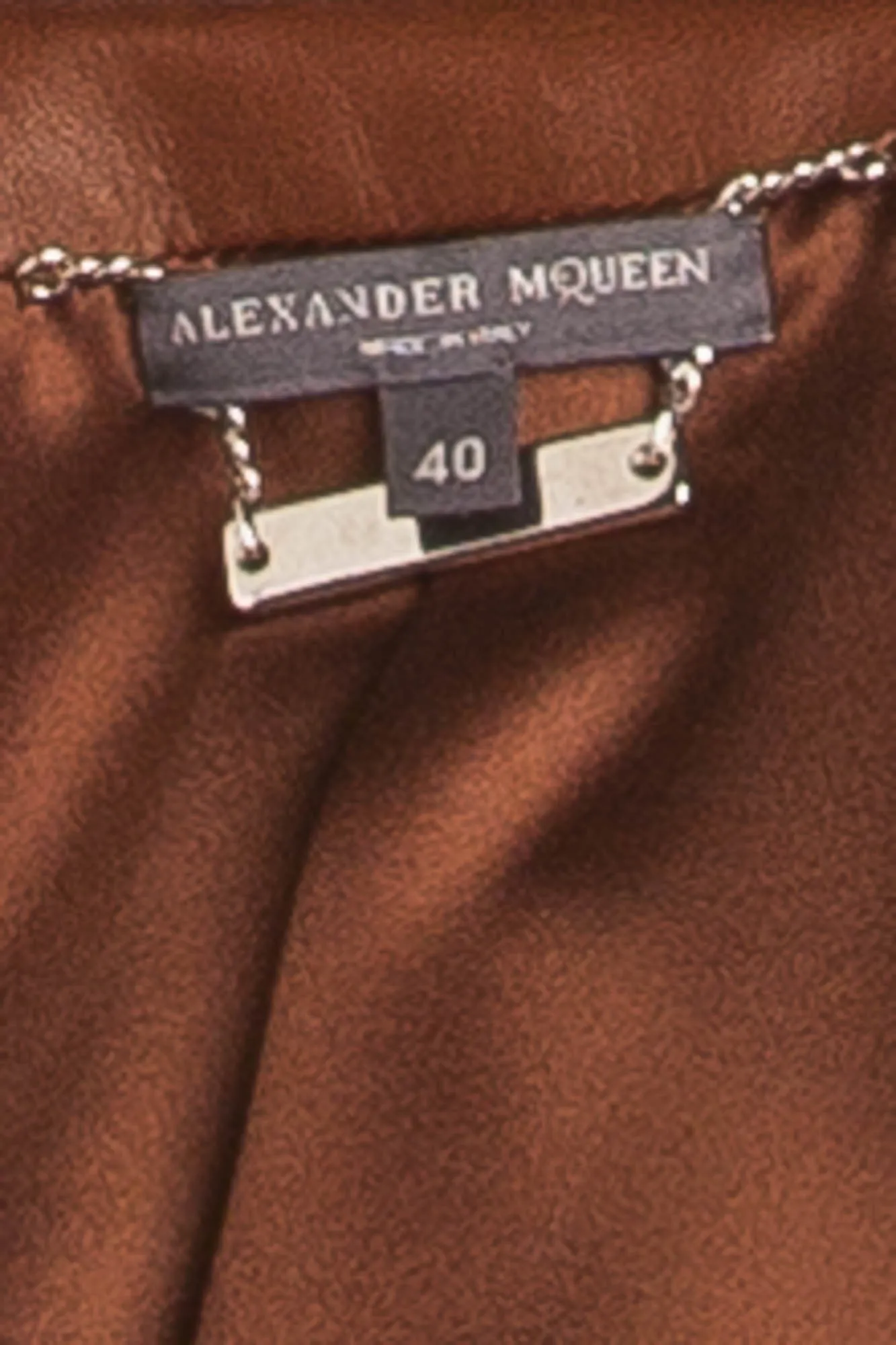 Original Alexander McQueen - Editorial, Tan Short Sleeve Peplum Leather Jacket - IT 40