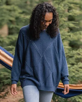 Palm Organic Oversized Knitted Jumper - Dark Denim