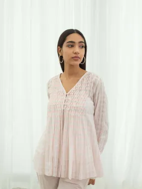 Pink Gingham Smock Top