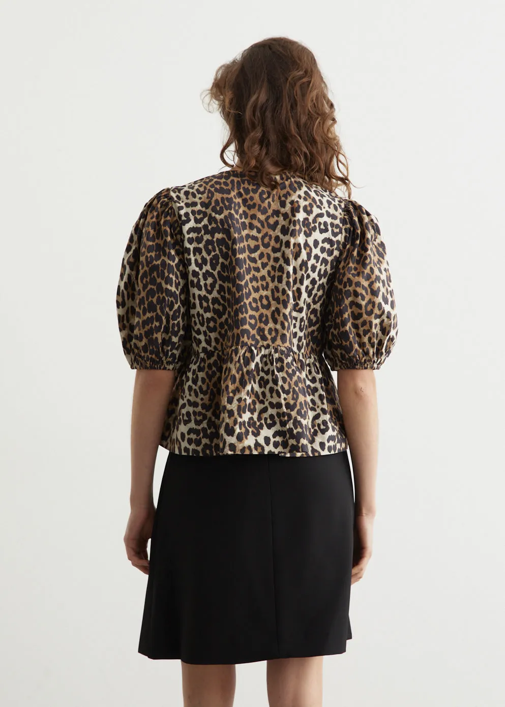 Printed Cotton Poplin Peplum Blouse