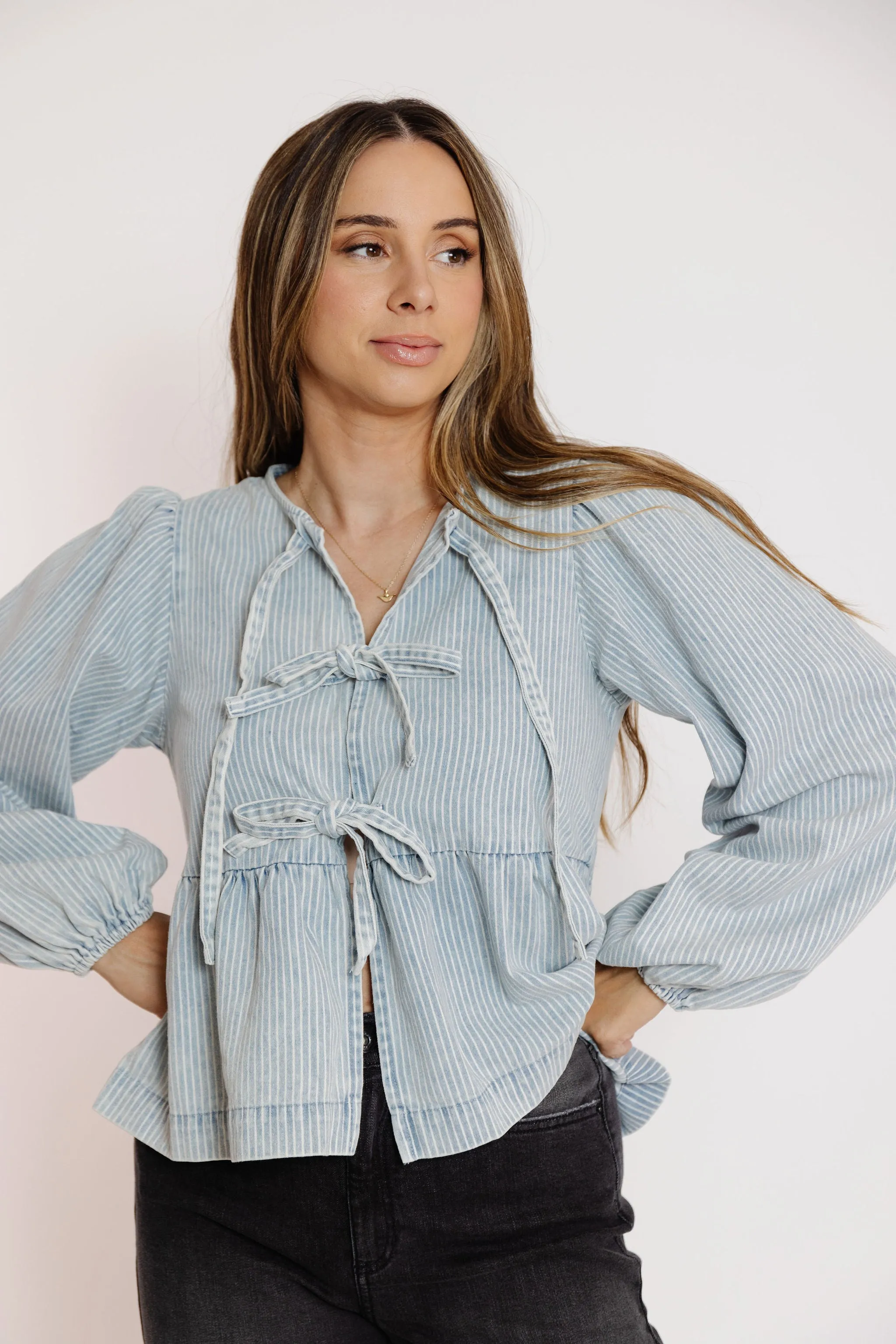 Ramsey Blouse in Denim Stripe