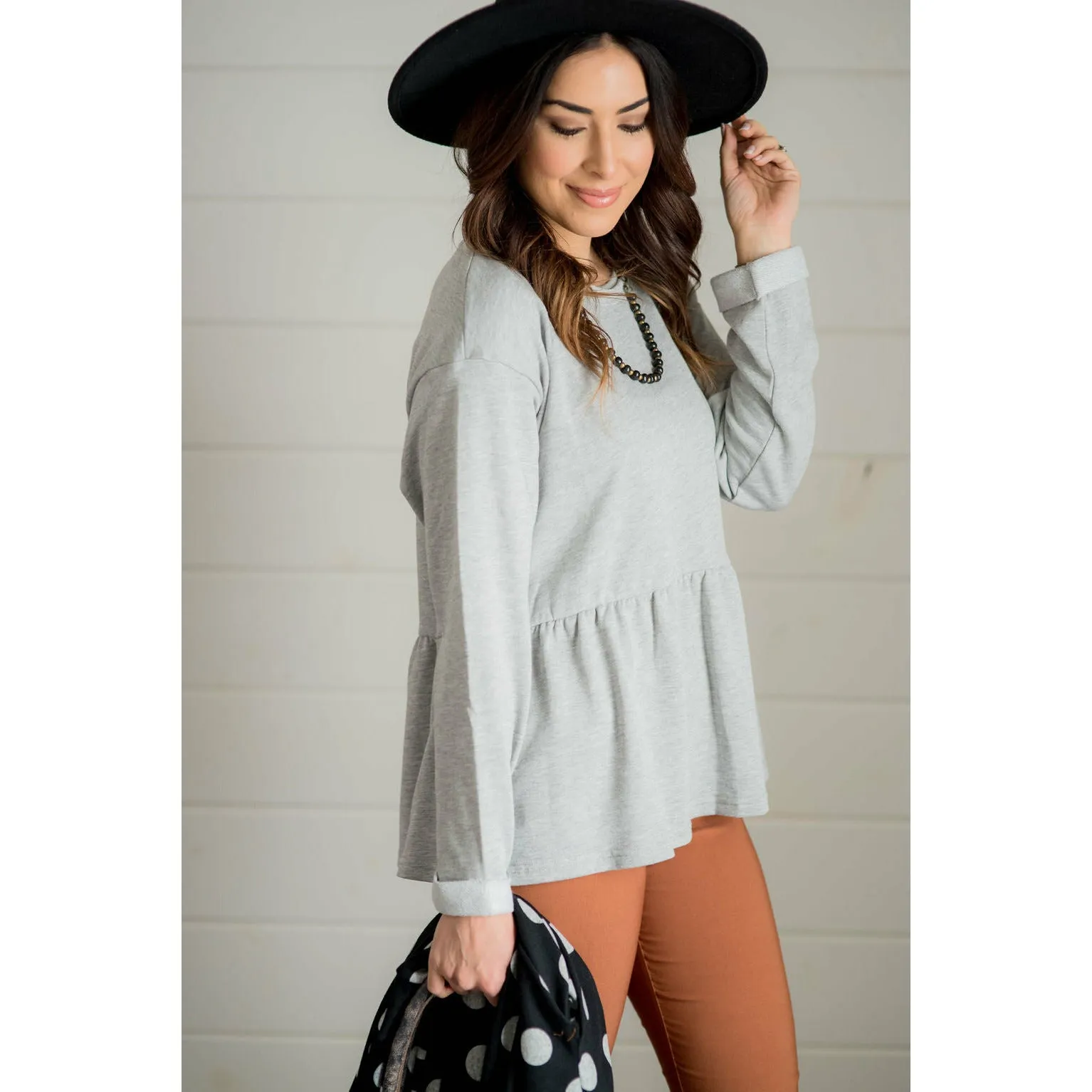 Raw Edge Peplum Sweatshirt