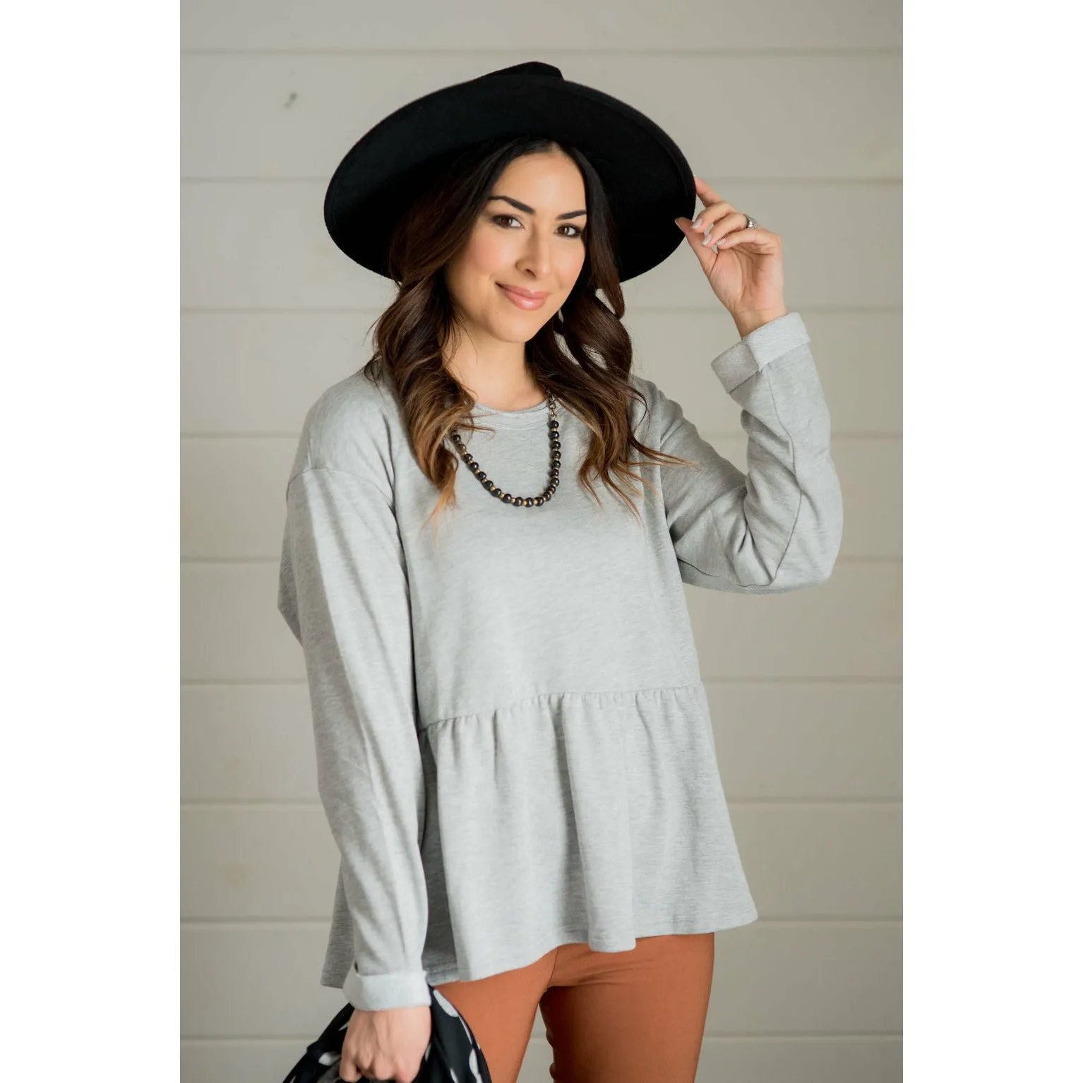 Raw Edge Peplum Sweatshirt