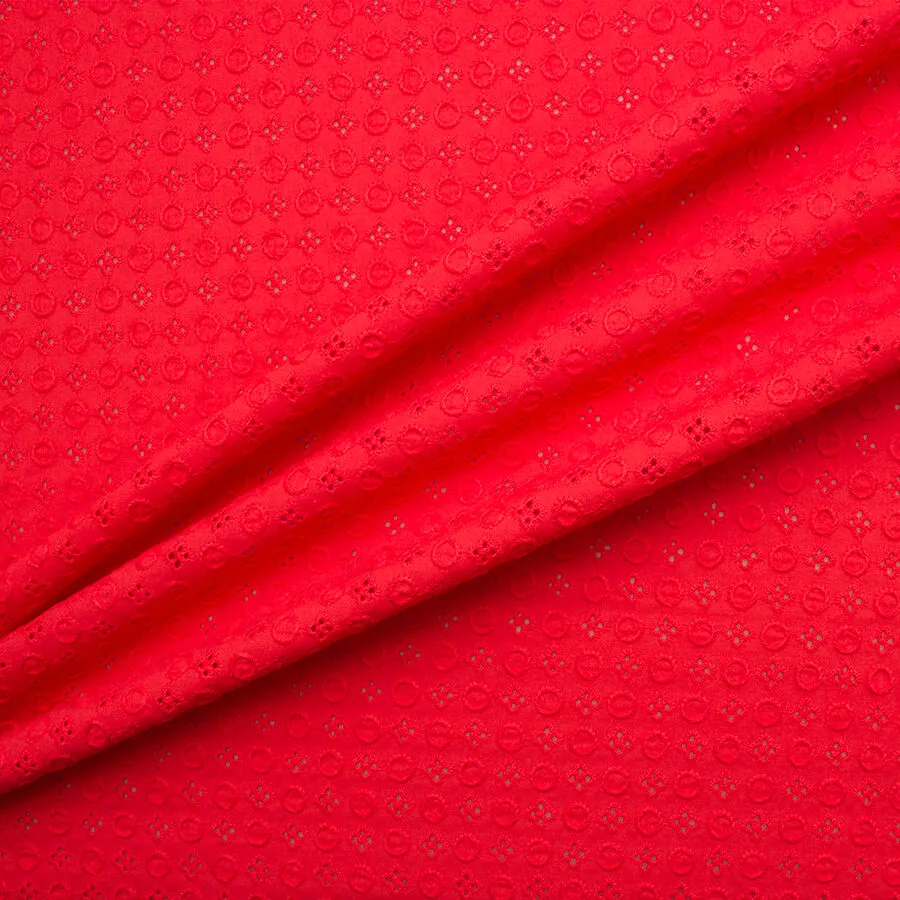 Red Geometric Cotton Embroidery