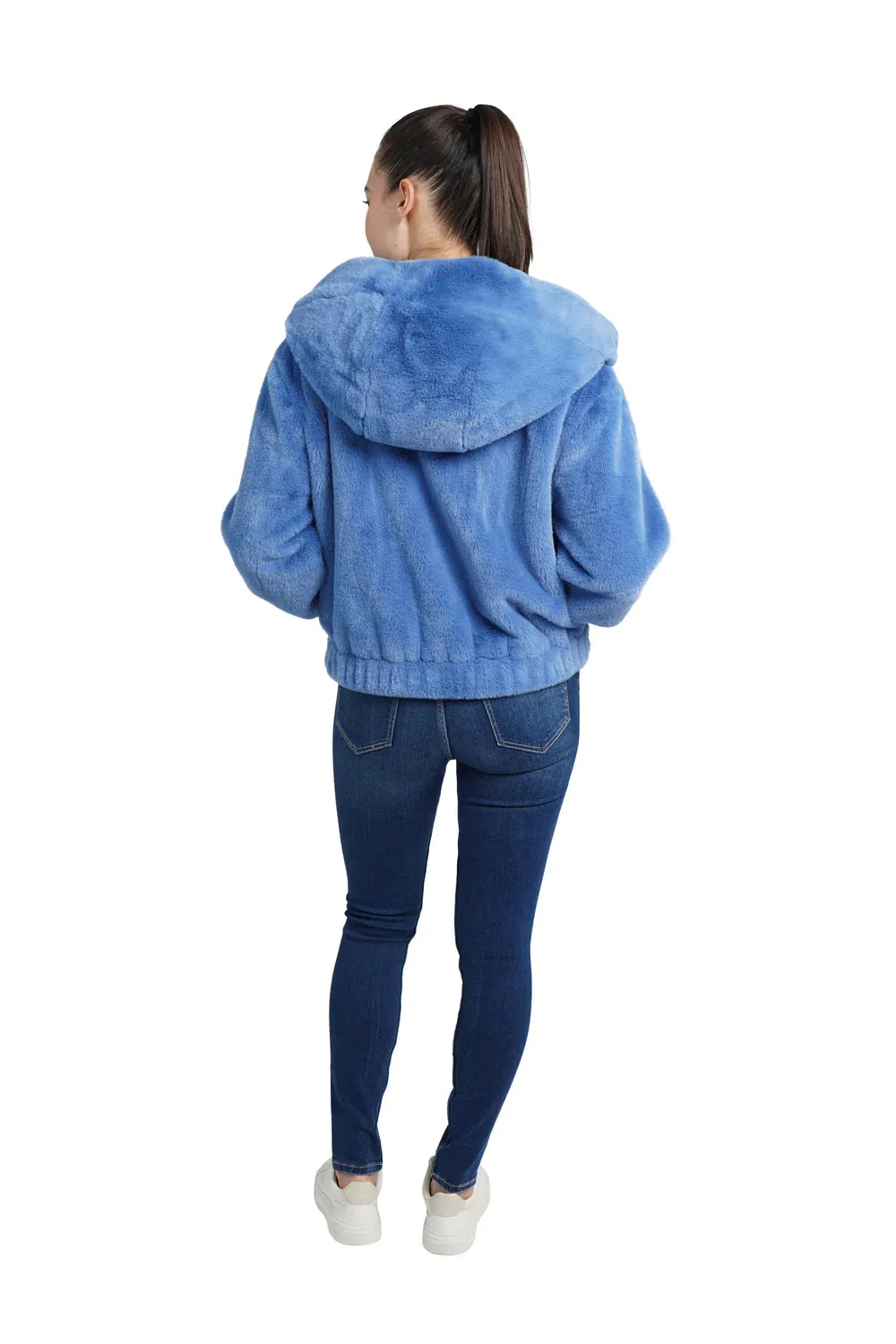 Sean Faux Fur Hooded Jacket - Blue