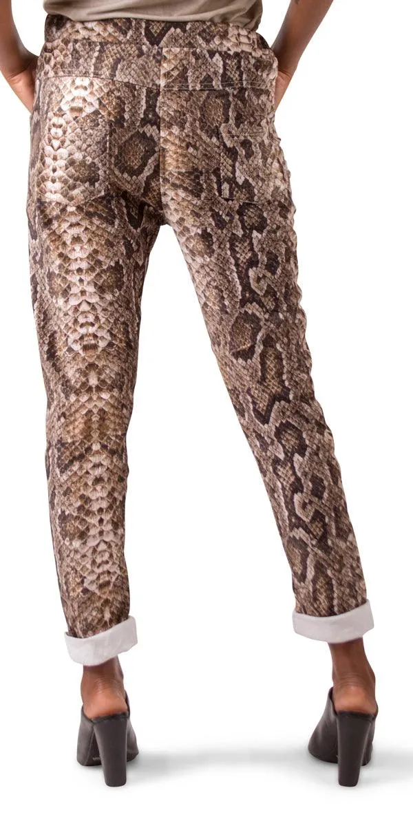 Snake Print Tie-Waist Pant