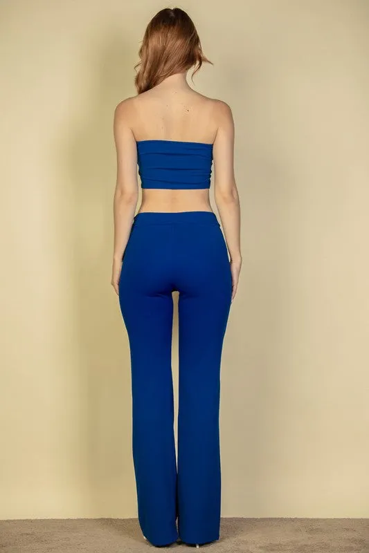 Strapless Corset Top & Flare Pants Set