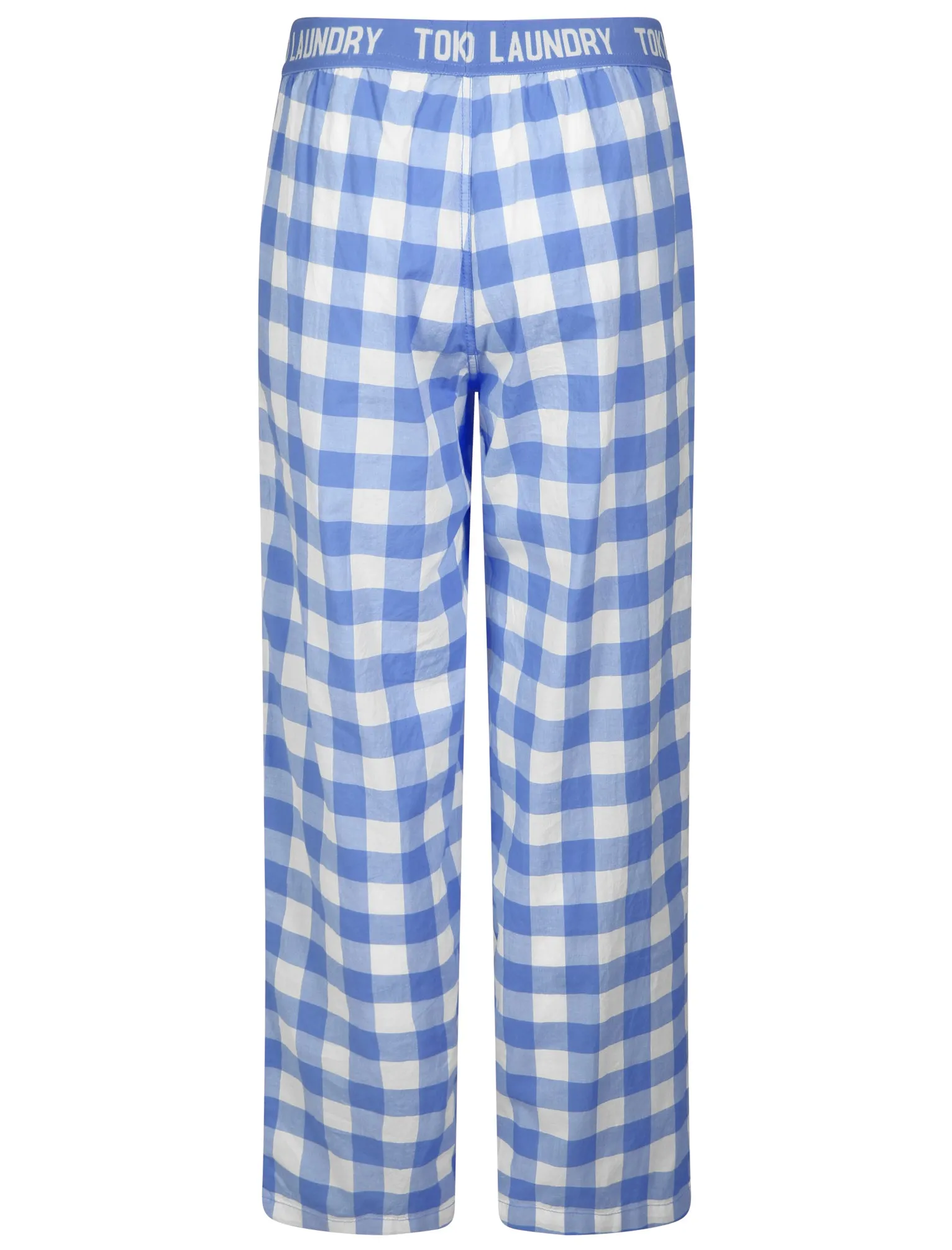 Summer Checked Gingham Print Lounge Pants in Blue Yonder - Tokyo Laundry