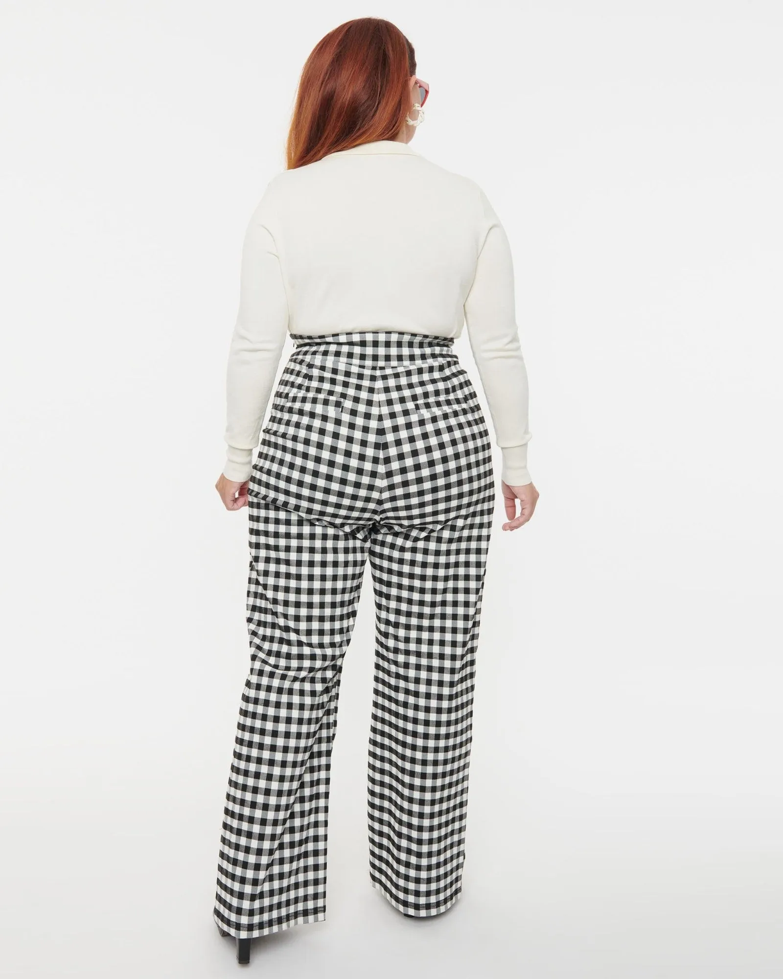 Unique Vintage Plus Size Black Gingham Ginger Pants | Black Gingham