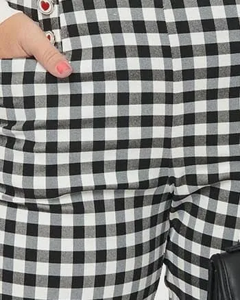 Unique Vintage Plus Size Black Gingham Ginger Pants | Black Gingham