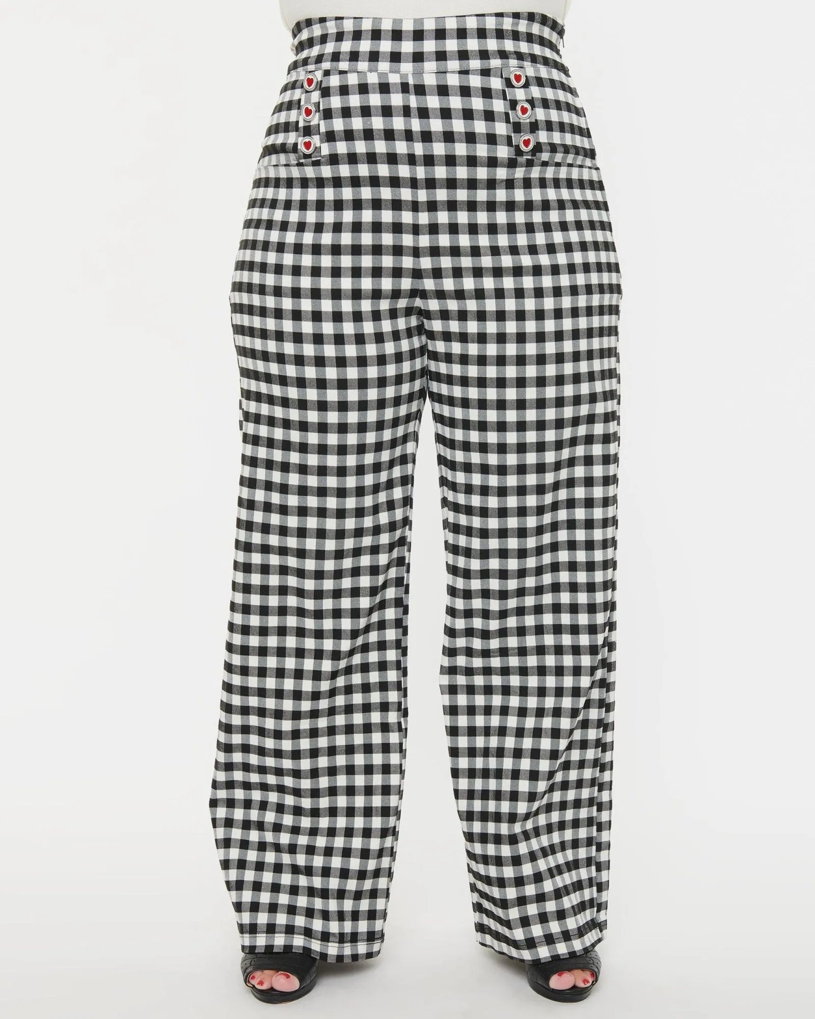 Unique Vintage Plus Size Black Gingham Ginger Pants | Black Gingham