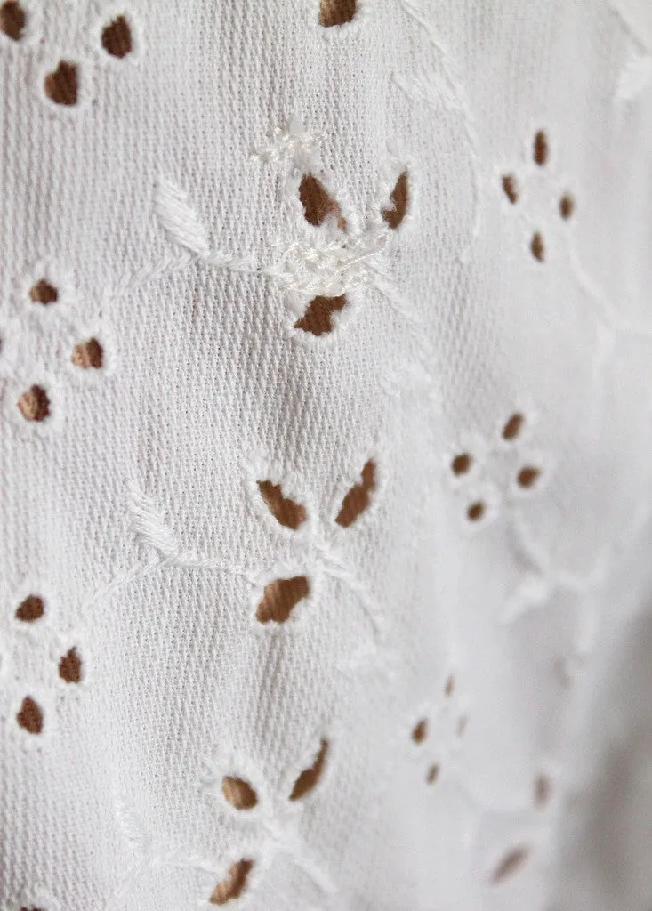 Vintage 1940s White Eyelet Peplum Blouse