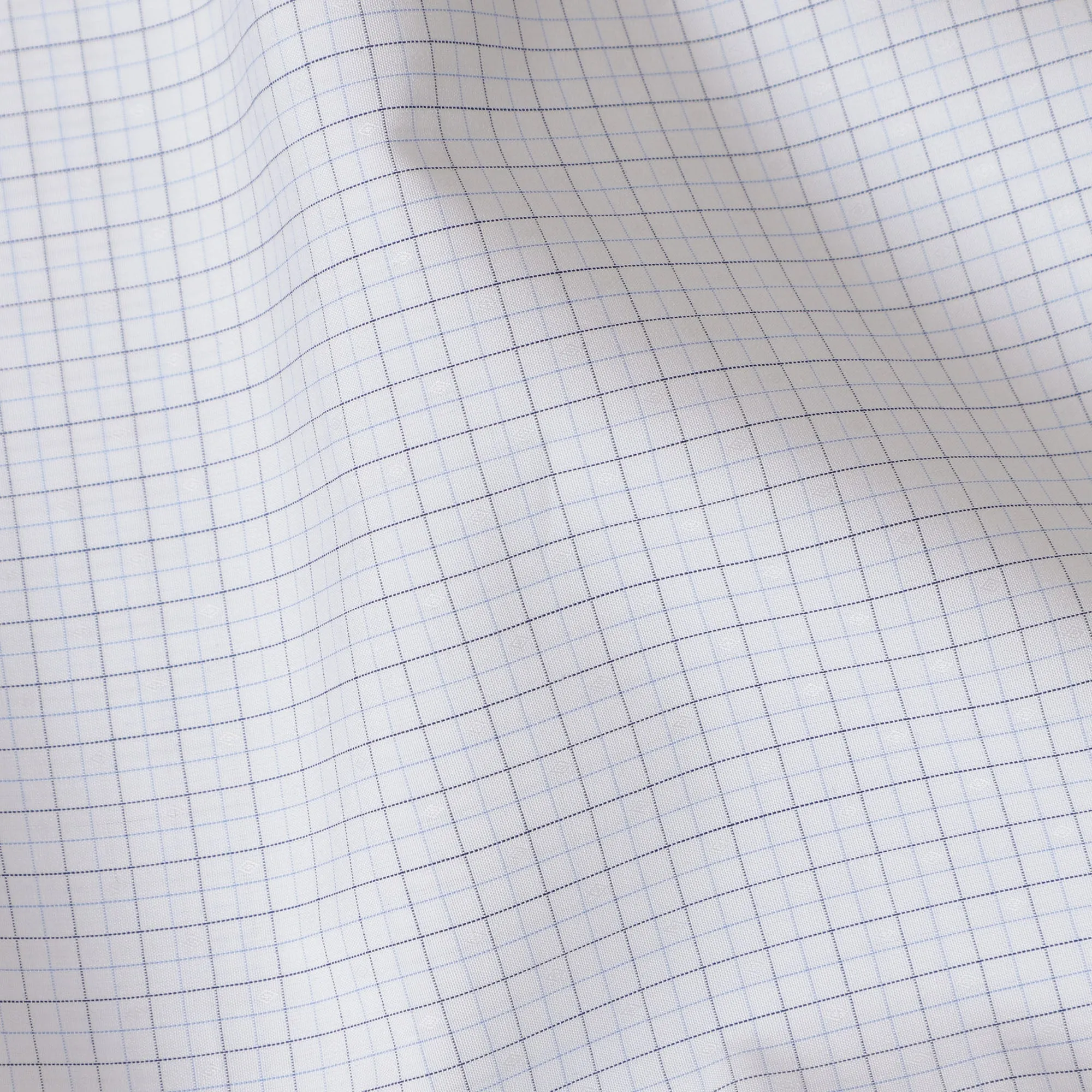 White & Charcoal Grey Grid Checkered 100% Cotton Shirting Fabric, 150 cm Width, Made in Italy-D20506